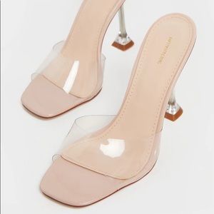 Pretty Little Thing | Nude Clear Cake Stand Heel Mule Sandals | Sz 8 | Blogger